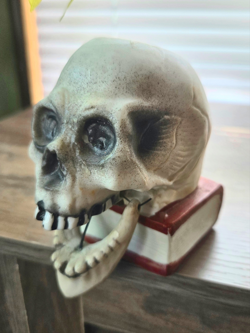 1930's Japan Bisque Skull Nodder Tealight Candle Holder Halloween 4"